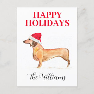 Cartão Postal De Festividades Feliz Cachshund Dachshund Elegante de Feriados