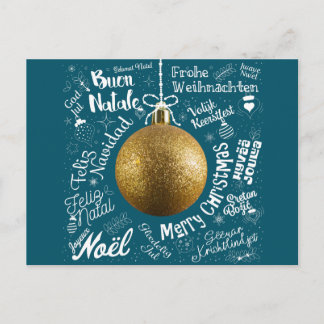 Cartão Postal De Festividades Feliz cartão de saudações de Natal do mundo em dif