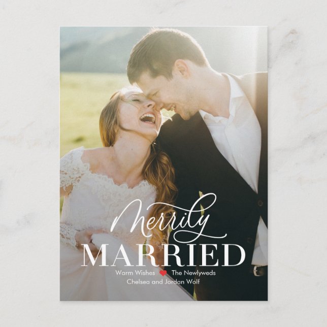 Cartão Postal De Festividades Feliz Casamento Recém-Casados Primeiro Natal Postc (Frente)