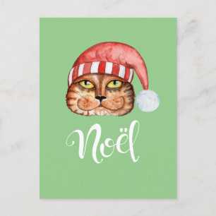 Cartão Postal De Festividades Feliz Cat Noel