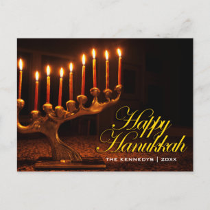 Cartão Postal De Festividades Feliz Chanucá - Iluminada Nine Candle Menorah