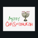 Cartão Postal De Festividades Feliz Chrismanukah- Menorá de Natal Chanukah<br><div class="desc">A maneira perfeita de celebrar tanto o Natal quanto o Hanukkah ao mesmo tempo. Feliz Natal   Feliz Chanukah = Feliz Chrismanukah,  completo com Velas de Menorá em forma de Bastão de Doces.</div>