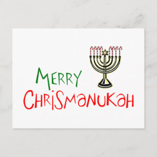 Cartão Postal De Festividades Feliz Chrismanukah - Natal Chanukah Menorah