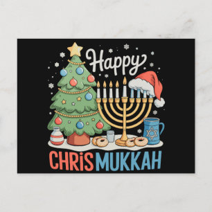Cartão Postal De Festividades Feliz Chrismukkah Hanukkah Natal Chanukah