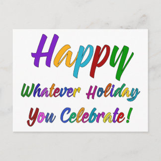Cartão Postal De Festividades Feliz colorido o que feriado você comemora!