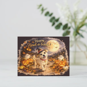 Cartão Postal De Festividades Feliz Comoção de Dia das Bruxas Design de Cachorro