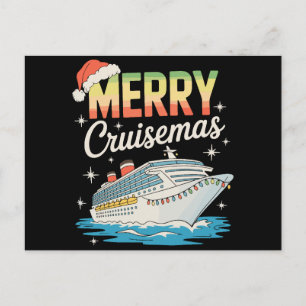 Cartão Postal De Festividades Feliz Cruisemas Navio de Cruzeiro Natal Família Na
