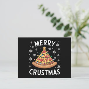 Cartão Postal De Festividades Feliz Crustmas Pizza Árvore de Natal Presentes Xma