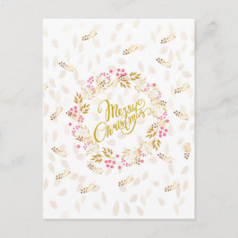 Cartão Postal De Festividades Feliz da Terra do Natal em Dourado e Vermelho