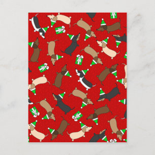 Cartão Postal De Festividades Feliz Dachshances