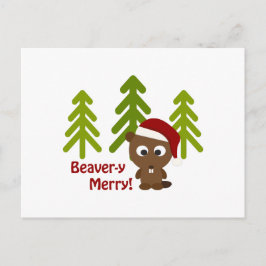 Cartão Postal De Festividades Feliz de castor! Beaver Natal