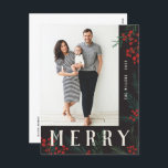 Cartão Postal De Festividades Feliz de Fotografias de Tipografia Botânica<br><div class="desc">Cartão Postal. Completamente personalizável de todas as formas possíveis, esta nova coleção de cartões de férias apresenta os nossos frutos de inverno pintados manualmente e trabalho de arte de folhagem. Boas saudações modernas entrelaçadas entre a trabalho de arte faz uma declaração tipográfica caprichosa que se destaca. Esta coleção inclui várias...</div>