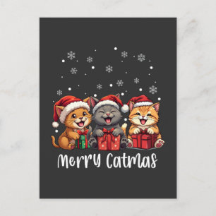 Cartão Postal De Festividades Feliz de Gatinhos de Natal Catmas