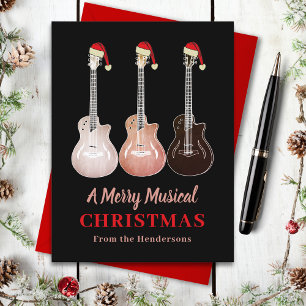 Cartão Postal De Festividades Feliz de guitarra de Natal Orçamento Musical