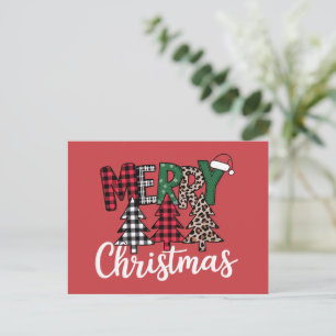 Cartão Postal De Festividades Feliz de Natal Feia e Papais noeis de Árvore de Na