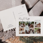 Cartão Postal De Festividades Feliz de Script de Natal Moderno e Cinco Fotos Bri<br><div class="desc">Esta feliz moderna de natal e um cartão-postal brilhante de cinco fotos é perfeito para o seu chique minimalista de cartões de natal preto e branco. A caligrafia manuscrita branca é delicada e rústica enquanto permanece elegante e elegante. A design reflete um simples dia de inverno todo-branco e evoca memórias...</div>