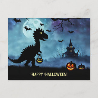 Cartão Postal De Festividades Feliz Dia das Bruxas do Dinossauro