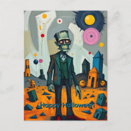 Cartão Postal De Festividades Feliz Dia das Bruxas do Monstro de Frankenstien