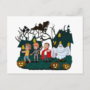 Cartão Postal De Festividades Feliz Dia das Bruxas Fantasmas e Abóboras