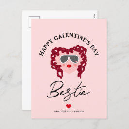 Cartão Postal De Festividades Feliz Dia das Galentinas Bestie Script Chic Coraçã