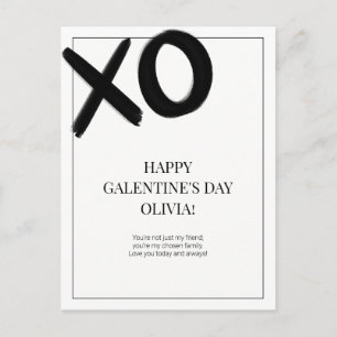 Cartão Postal De Festividades Feliz Dia das Galentinas XOXO Preto e Branco Moder