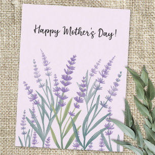 Cartão Postal De Festividades Feliz Dia das Mães com Lavanda Roxa Floral