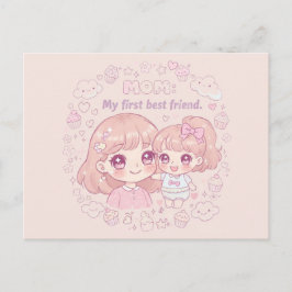 Cartão Postal De Festividades Feliz Dia das Mães com lindo design de anime