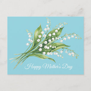 Cartão Postal De Festividades Feliz Dia das Mães. Flores lírios do vale.