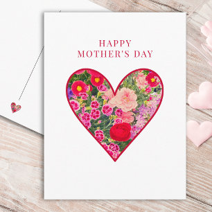 Cartão Postal De Festividades Feliz Dia das Mães Presente de Coração Floral para