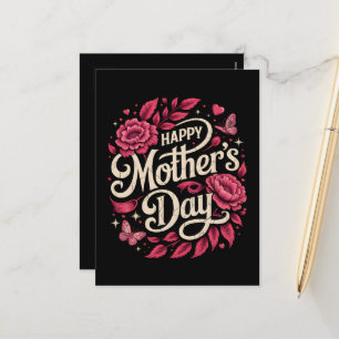Cartão Postal De Festividades Feliz Dia das Mães Querida Mãe Floral