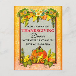 Cartão Postal De Festividades Feliz Dia de Ação de Graças Folha de Abóbora Festa