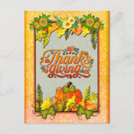 Cartão Postal De Festividades Feliz Dia de Ação de Graças Folha de Abóbora Festa