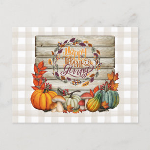 Cartão Postal De Festividades Feliz Dia de Ação de Graças - Harvest Rustic