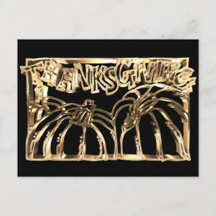 Cartão Postal De Festividades Feliz Dia de Ação de Graças Pumpkin Dourado com Ti