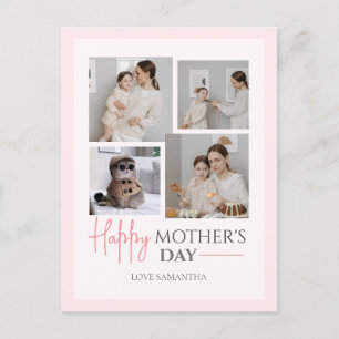 Cartão Postal De Festividades Feliz dia de as mães de fotos Simples, Rosa Quatro