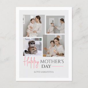 Cartão Postal De Festividades Feliz dia de as mães de fotos Simples, Rosa Quatro
