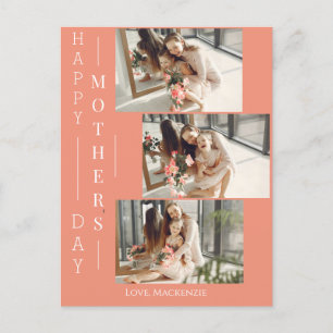 Cartão Postal De Festividades Feliz dia de as mães Elegante Simples Três Fotogra