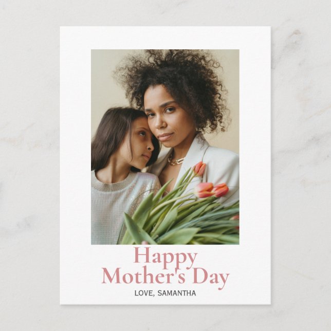 Cartão Postal De Festividades Feliz dia de as mães | Foto simples de script mode (Frente)