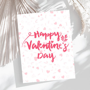 Cartão Postal De Festividades Feliz dia de os namorados de corações rosa