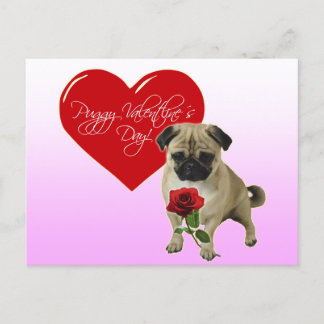Cartão Postal De Festividades Feliz dia de os namorados - Eu te amo - Pug Postca