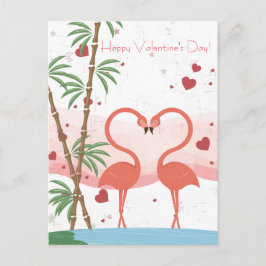 Cartão Postal De Festividades Feliz dia de os namorados Flamingo Bonito Corta Ba
