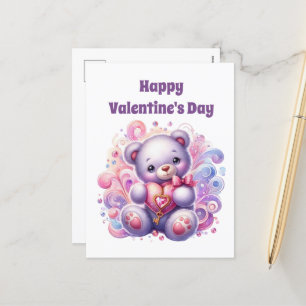 Cartão Postal De Festividades Feliz dia de os namorados urso