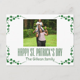 Cartão Postal De Festividades Feliz dia de São Patrício foto da família Shamrock