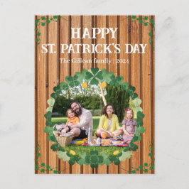 Cartão Postal De Festividades Feliz dia de São Patrício Shamrocks família uma fo