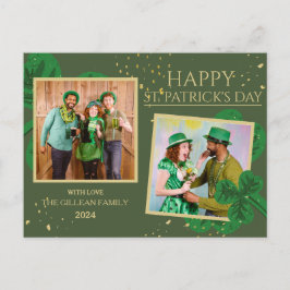Cartão Postal De Festividades Feliz dia de São Patrício Shamrocks família uma fo
