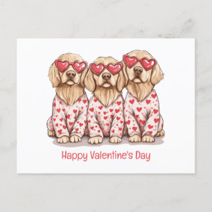 Cartão Postal De Festividades Feliz Dia dos Namorados Cachorros de Retriever Our