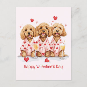 Cartão Postal De Festividades Feliz Dia dos Namorados Cachorros Dourados
