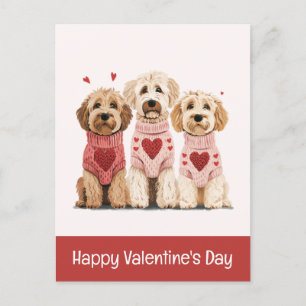 Cartão Postal De Festividades Feliz Dia dos Namorados Cachorros Dourados
