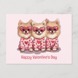 Cartão Postal De Festividades Feliz Dia dos Namorados Cães Pomeranianos