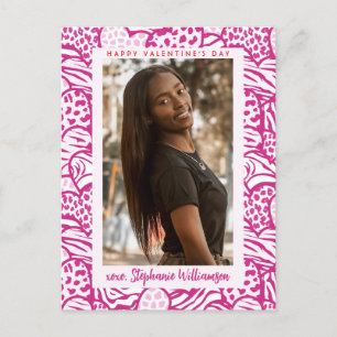 Cartão Postal De Festividades Feliz Dia dos Namorados Rosa claro Selva Foto do C